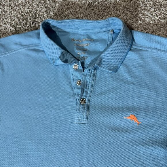 Tommy Bahama Polo Shirt Mens Extra Large Blue IslandZone Supima Marlin Logo - Picture 2 of 8